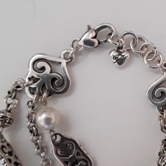 BRIGHTON Scroll  & Pearl Silver Bracelet GENEVA - Picture 5 of 6